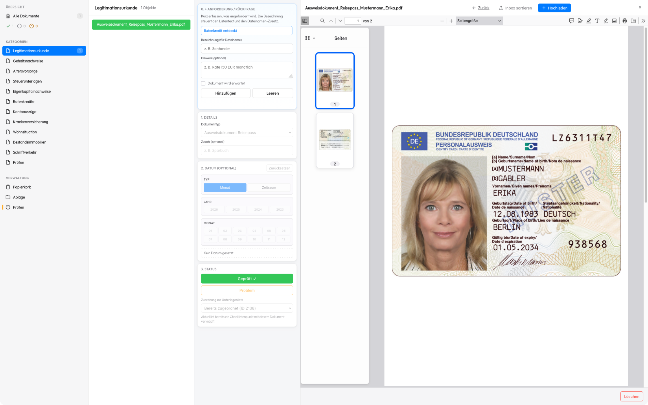 KI-gestützter Dokumenten-Upload mit automatischer Klassifikation